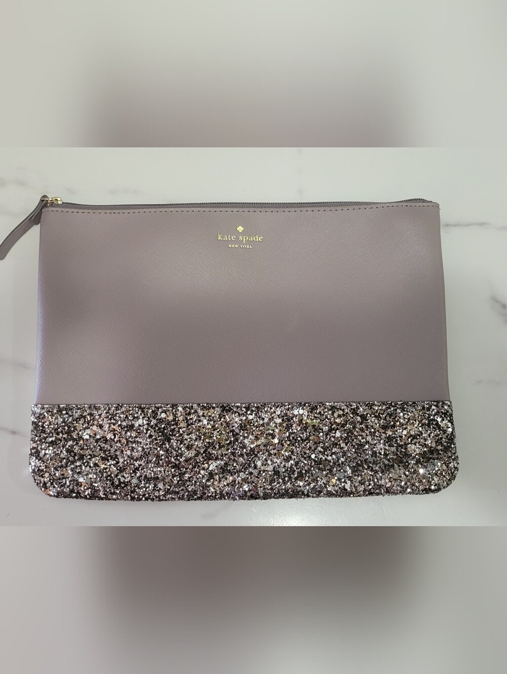 Kate Spade Glitter Trim Saffiano Leather Clutch - Mauve